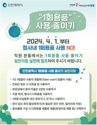 청사내 1회용품 사용 NO!